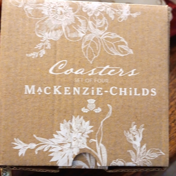 MACKENZIE CHILDS 4PC FLOWER MARKET COASTERS NIB - Picture 2 of 4